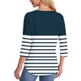 thumbnail image 3 of 4th of July Womens Shirts,Women Blouses Crew Neck Solid Color,Gradient,Check,Print,Stripes 3/4 Sleeve Fashion Wrinkled Loose-Fitting Oversized T Shirt Cropped Sleeve Blouses for Women Dressy Casual, 3 of 5