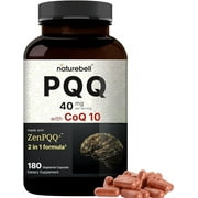 NatureBell PQQ 40mg with CoQ10, 180 Veggie Capsules | Active Pyrroloquinoline Quinone, Highly Bioavailable ZenPQQ+ Formula  Promotes Heart, Brain, & Mitochondrial Health  Non-GMO