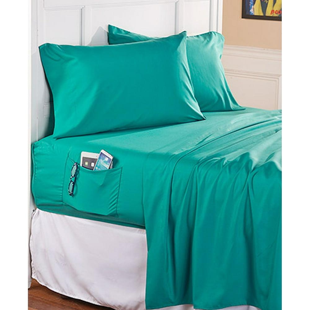 The Lakeside Collection SidePocket Twin Sheet Set Gray