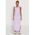 thumbnail image 2 of Womens Crew Neck Rib Knit Side Slit Maxi Dress, 2 of 4