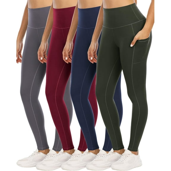 ZENFLEX 4 Pack Leggings with Pockets for Women,High Waist Tummy Control Workout Yoga Pants