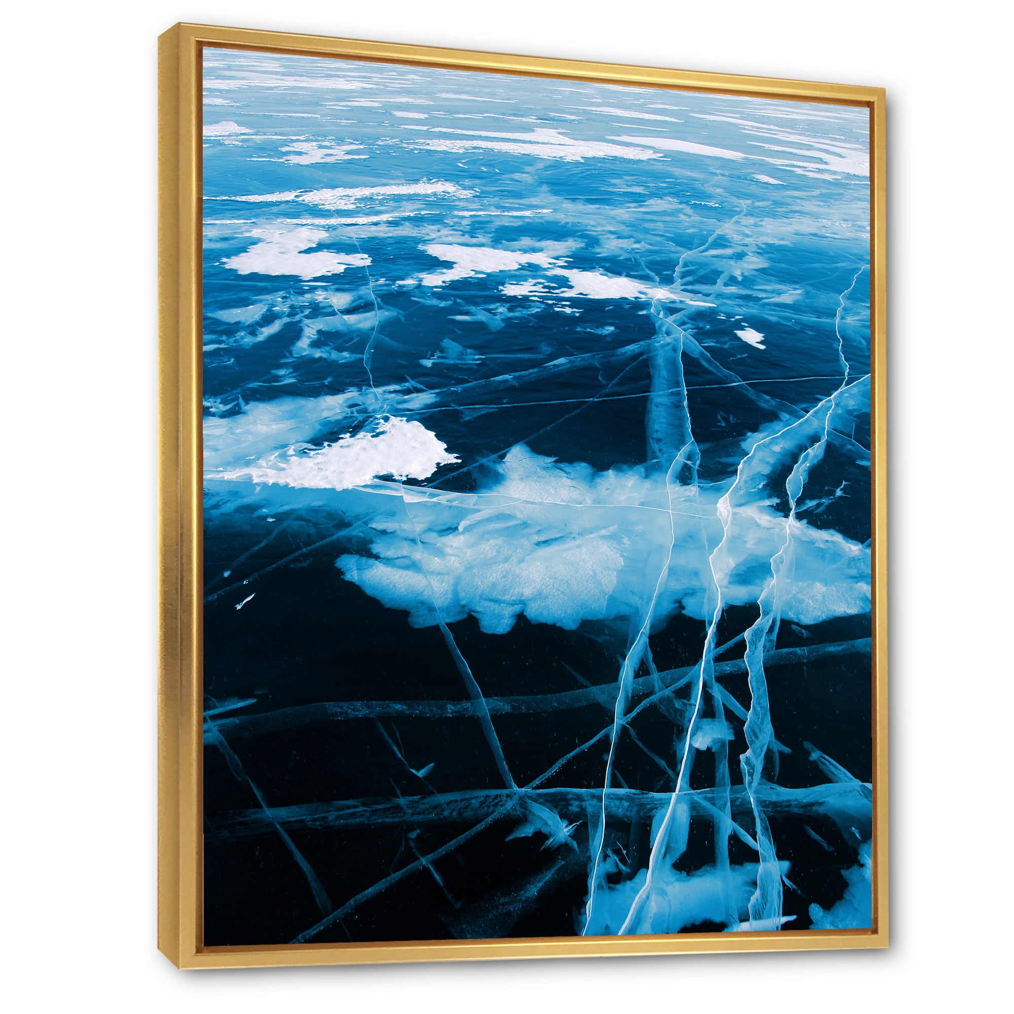 Designart 'White and Blue Ice Structure I' Modern Framed Canvas Wall Art Print