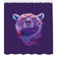 thumbnail image 3 of Ambesonne Bear Shower Curtain, Mascot Face Brushstrokes, 69"Wx84"L, Purple Pink Sky Blue, 3 of 3