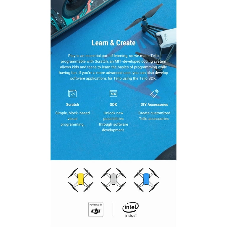 DJI Tello Quadcopter Beginner Drone VR HD Video - Walmart.com