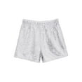 thumbnail image 5 of inlzdz Kids Girls Sequins Disco Jazz Hip Hop Ballet Dance Shorts Tumbling Yoga Gym Performance Bottoms Silver 6, 5 of 7