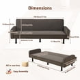 thumbnail image 3 of Convertible Futon Sofa Bed for Small Spaces, 3-Position Backrest, Soft Flannel Upholstery, Armrests, Metal Legs, Tan, 3 of 7