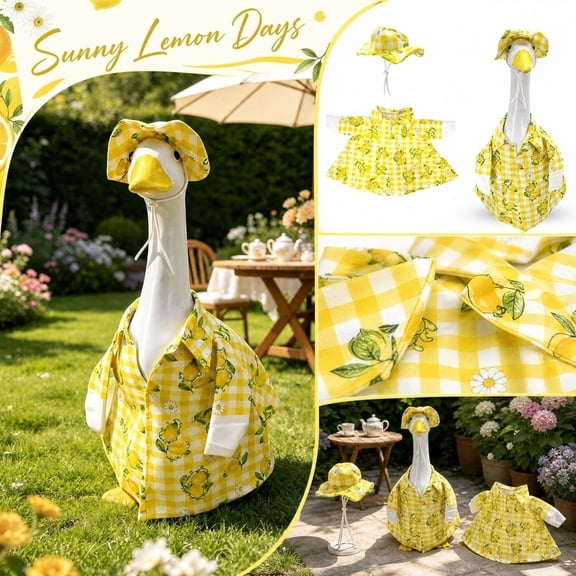 Summer Porch Goose Outfits for 23 Inch Lawn Statue | Lemon Costume for Plastic/Cement Statue, Duck Sculpture Clothes for Yard Patio Party Decoration