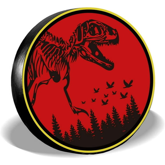 Dinosaur T-Rex Park Spare Tire Covers Universal Polyester Wheel Cover with Elastic Band Universal Fit for Jeep Trailer Truck Camper Vehicles (15 Fit 27-29 Inch Tire Diameter)