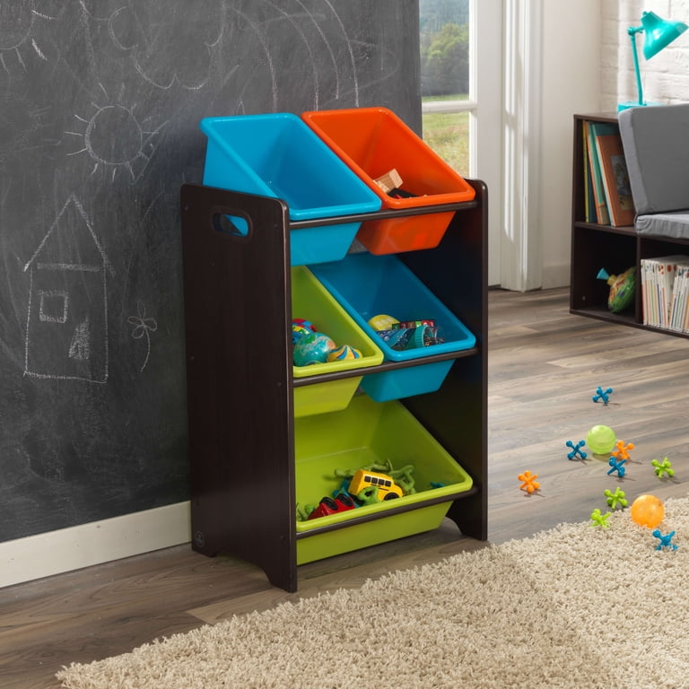 KidKraft Wooden Children's Toy Storage Unit with Five Plastic Bins