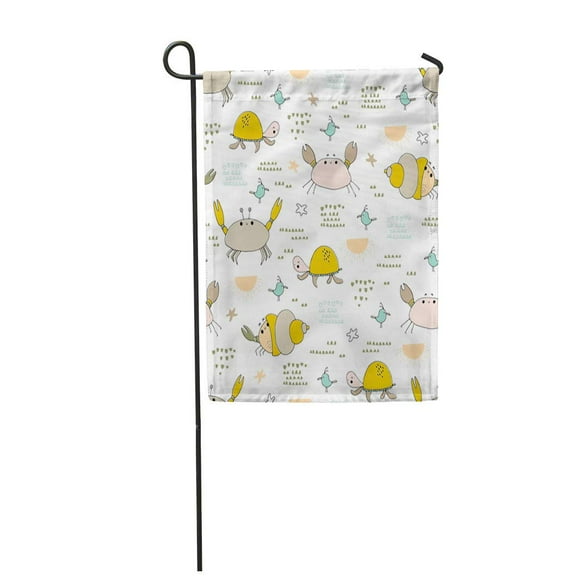 POGLIP Baby Sea Underwater World Ocean Creatures Bright Children Stationery and Crab Garden Flag Decorative Flag House Banner 12x18 inch