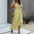 thumbnail image 4 of SMihono Robe d'Été pour Femmes Grande Taille Été Femmes Aguichant à Col en V Imprimée Dames à Manches Courtes Robe de Plage Décontractée, 4 of 8