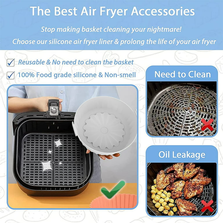 2X Silicone Baking Basket Tray Pot Pan for NINJA Air Fryer Accessories-Reusable