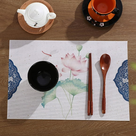 Koszal Isolation Thermique Antidérapante Encre de Style Chinois Impression Set Table à Manger à la Maison Tapis
