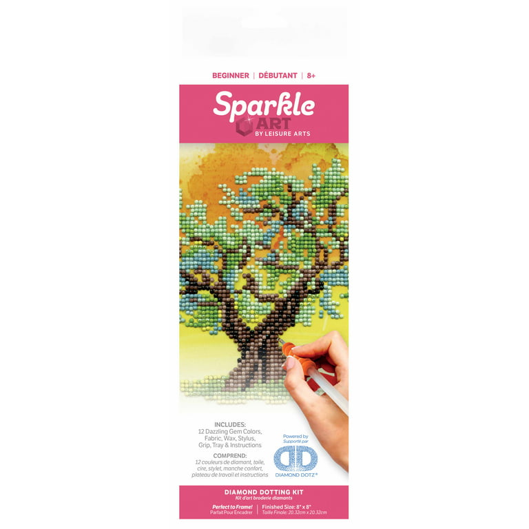 Diamond Art Kit 8x 8 Sparkle Beginner Yellow Tree