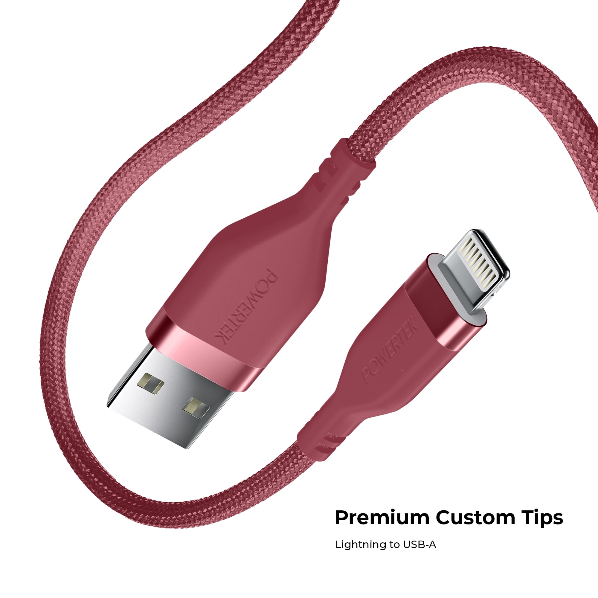 Liquipel Powertek Premium Braided USB-A to Lightning Cable - Pink