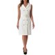 thumbnail image 2 of INSPIRAR CHIC Vestido de Mujer Sin Mangas con Solapa Notch Doble Botonadura con Cinturón Vestidos de Oficina S Beige, 2 of 6