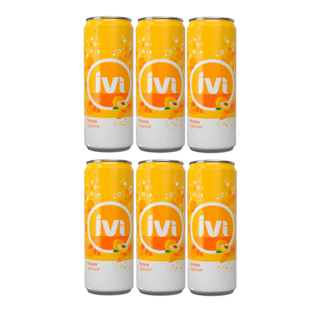(Pack of 6) Ivi Ricoco Apricot Sparkling Beverage 330ml Cans (2in1) Miras Trademark Measuring Spoon Included)