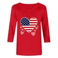 thumbnail image 4 of Weiqiqre Tops for Women Trendy 4Th of July Shirts for Women 3/4 Sleeve Plus Size T Shirt Round Neck Soft Cotton Tops, 4 of 4