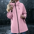thumbnail image 2 of Cavosen Rain Jacket Women Waterproof Lightweight Long Raincoat with Hood Packable Ripstop Solid Jacket Outdoor Windbreaker Trench Coats, 2 of 8