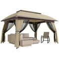thumbnail image 3 of Outsunny 10' x 13' Patio Gazebo with Netting & Curtains, Beige, 3 of 10
