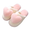 thumbnail image 3 of Unisex Fluffy Heart Slippers sin deslizamiento parejas suaves pareja interior (38-39) Rosa, 3 of 5
