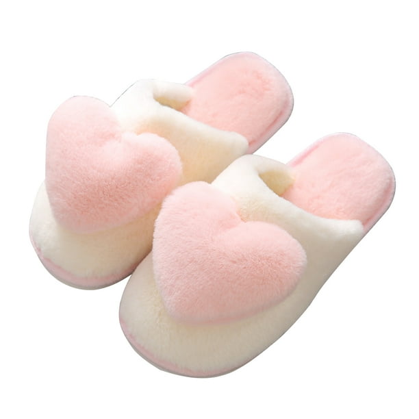 Likrtyny Unisex con forma corazón esponjosas antideslizantes suaves para parejas para interiores (rosa 40-41)