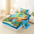 thumbnail image 2 of Feelyou Cartoon Dinosaur Letter R Print Twin Sheet Sets for Boys Girls, Cute Animal Bedding, Blue, 3-Piece, 2 of 5
