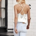 thumbnail image 4 of MESSUEN Cami Tops for Women Silk Camisole Tops for Women Cowl Neck Camisole Silk for Cowl Neck Camis Satin Tank Strap Loose Blouse Women's Shirts Blouses Women Blouses Summer White L, 4 of 9
