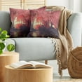 thumbnail image 5 of Ambesonne Nature Throw Pillow Cover 2 Pack, Charming Mist Forest, 24", Brown and Ruby, 5 of 7