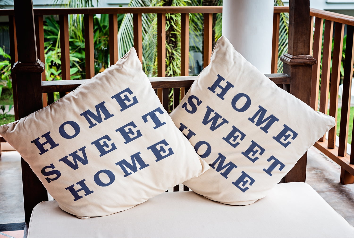 16" x 16" Simply Daisy Home Sweet Home Indoor/Outdoor Pillow, Nautical Navy Qty 1