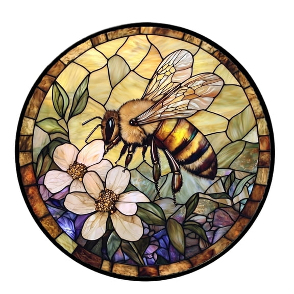 Acrylic Jigsaw Puzzle Sun Catcher, Honeybee Stained Glass Window Hanging, Garden Decor for Window and Porch, Rainbow Maker Window Art, Birthday Gift for Women and Mom，As Shown