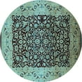 thumbnail image 1 of Ahgly Company Indoor Round Oriental Light Blue Industrial Area Rugs, 6' Round, 1 of 4