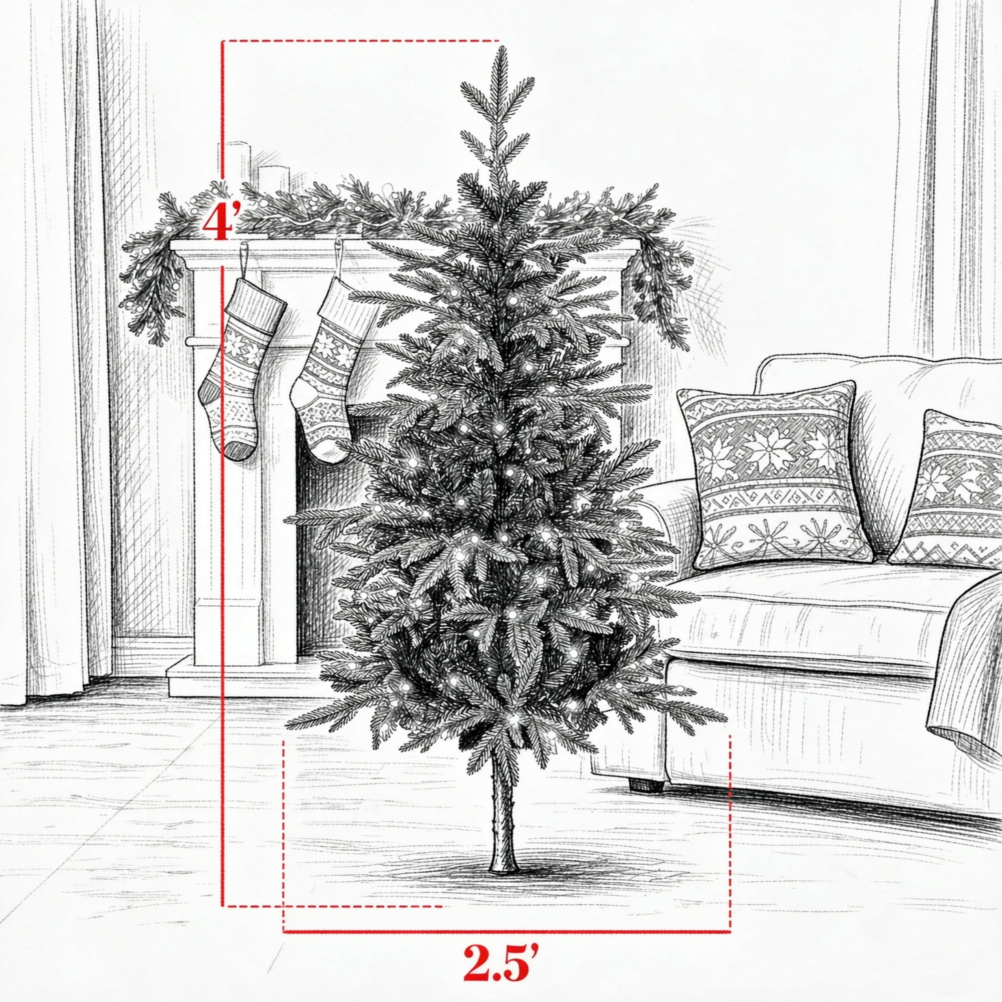 Pre-Lit Artificial Christmas Trees, Set of 2, 4 ft, 110 LEDs Each, 11 Lighting Modes, Remote Control, Battery Operated, Decorative Pot Bases