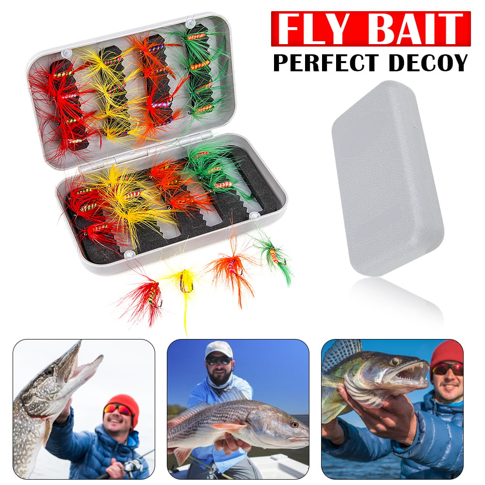 64 Piece Fly Fishing Dry Flies Wet Flies Assortment Kit with Waterproof Fly Box for Trout and Bass Fishing
