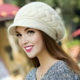 thumbnail image 4 of Mightlink Winter Women Hat Solid Color Commuting Beanie Headgear Thick Plush Knitted Short Brim Windproof Heat Retention Hat Outdoor, 4 of 7