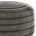 thumbnail image 5 of Simpli Home Simpli Home Vivienne Boho Round Pouf in Grey Velvet Fabric, 5 of 5