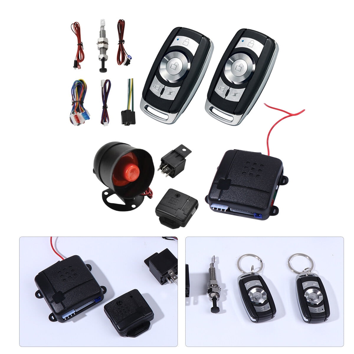 Universal 12V Auto Car Alarm Keyless Entry System with Remote Control Siren Sensor