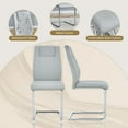 thumbnail image 5 of JUFU 7-Piece 55'' White Dining Set with Grey PU Chairs and Silver Metal Frame, 5 of 10