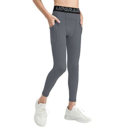 BULLPIANO Boys Compression Leggings Soccer Baseball Pants Tights Quick Dry Boys Base Layer Pants Athletic Leggings