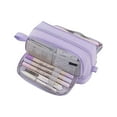 thumbnail image 2 of Luxcidy Large Capacity Pencil Pouch, Solid Color Pencil Case Large Capacity Four Open Pencil Case Stationery Box, Minimalist Portable Stationery Bag with Handle for Office Organizer(Purple), 2 of 6