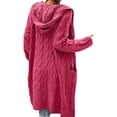 thumbnail image 3 of Winter Hooded Cardigan Sweater Coat Women Oversized Chunky Knit Open Front Long Outwear, 3 of 5