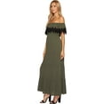 thumbnail image 2 of Romeo and Juliet Couture OLIVE/BLACK Off Shoulder Lace Trim Long Dress, US Small, 2 of 3