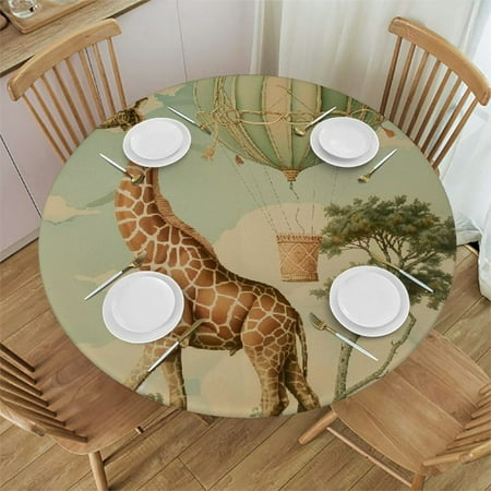

BCIIG Giraffe Round Table Cover Stain Resistant and Washable - Perfect for Indoor and Outdoor Use Kitchen Dining Wedding Parties - 100% Polyester Fiber 38 -42
