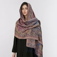 thumbnail image 4 of Paisley Pashmina Shawl Scarf Women Jacquard Cashew Printed Scarves Flowers Borders Female Tassel Blanket Wraps Ethnic Shawls (T322-05,70x190cm), 4 of 7