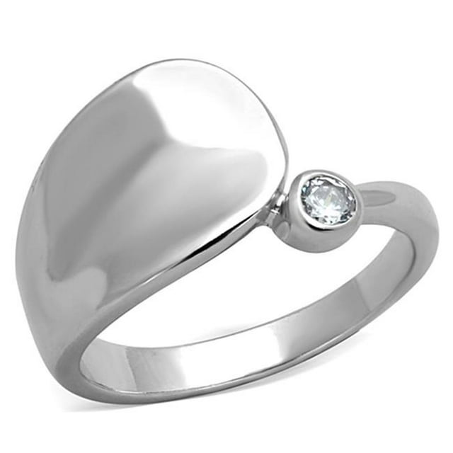 Bague en Laiton Rhodié avec AAA Grade CZ&44; Clair - Taille 10