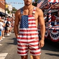 thumbnail image 2 of American Flag Overalls Men Shorts Loose Fit Festival Jumpsuits Patriotic Work Bibs Coveralls Casual Outdoor Summer Fourth of July Clothes, 2 of 4
