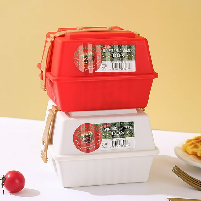 YAOMOBB Hamburger Case Snap on Sandwich Box Large Capacity Food Grade Portable Container for Daily Use