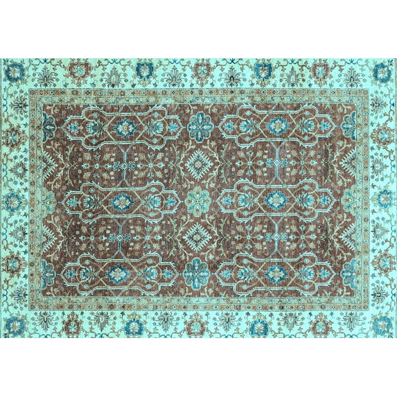 Ahgly Company Indoor Rectangle Oriental Light Blue Traditional Area Rugs, 2' x 4'