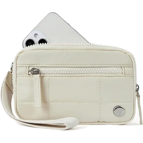 Wrist Wallet, Puffer Wristlet Wallets for Women Holds Phone with 3 Zipper