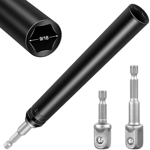 9/16"(14mm) Power Nut Driver Nut Runner Hollow Socket with 1/4" Hex Shank,Fit Long Bolts and Ductwork Power Nut Driver for Overhead Fastening Applications Operations (6 Inch)